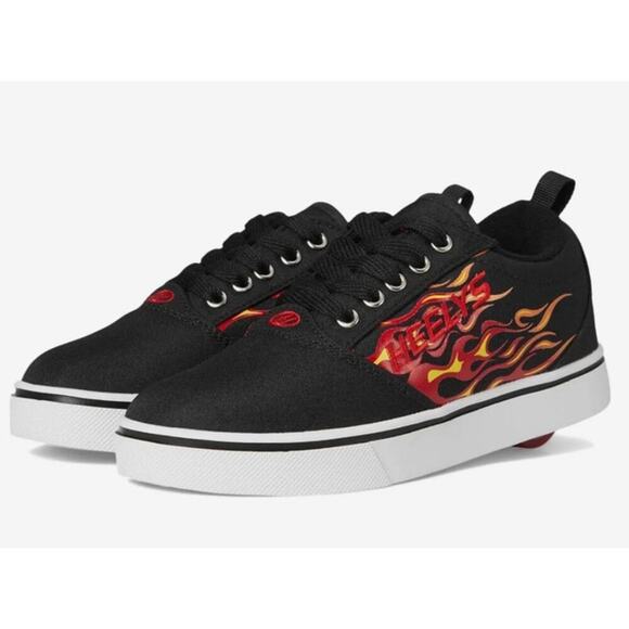 Heelys Pro 20 Prints Youth Skate Shoes in Black/Red Flames, sz 2 - Picture 2 of 9